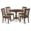 Pemberly Row 5-Piece Wood Dining Set in Mahogany Finish with Fabric Seats