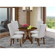 Pemberly Row 5-Piece Wooden Dining Set in Antique Walnut and Gray