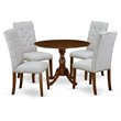 Pemberly Row 5-Piece Wooden Dining Set in Antique Walnut and Gray