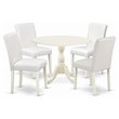 Pemberly Row 5-Piece Wood Dining Set with Leather Seat in White