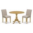 Pemberly Row 3-Piece Wood Dining Set with Drop Leaf Table in Oak and Tan