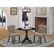 Pemberly Row 3-Piece Wood Dining Set with Fabric Chairs in Black and Coffee