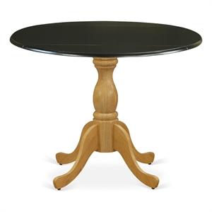 Pemberly Row Rubberwood Dining Table with Black Top and Oak Pedestal