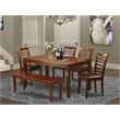 Pemberly Row 6-Piece Wood Dining Set with Leather Seats in Mahogany