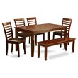 Pemberly Row 6-Piece Wood Dining Set with Leather Seats in Mahogany