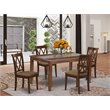 Pemberly Row 5-Piece Wood Dining Set with Linen Seat in Mahogany