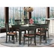 Pemberly Row 7-Piece Wood Dining Set with Leather Seats in Black
