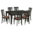 Pemberly Row 7-Piece Wood Dining Set with Leather Seats in Black