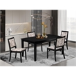 Pemberly Row 5-Piece Dining Set with Faux Leather Seats in Black Finish