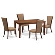 Pemberly Row 5-Piece Wooden Dining Set in Mahogany Finish with Linen Seats