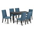 Pemberly Row 7-Piece Wooden Dining Set Mineral Blue Black Finish