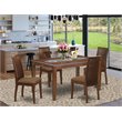 Pemberly Row 5-Piece Wood Dining Set with Fabric Seats in Mahogany