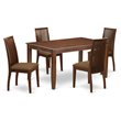 Pemberly Row 5-Piece Wood Dining Set with Fabric Seats in Mahogany