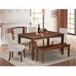 Pemberly Row 6-Piece Wood Dining Set with Bench and Chairs in Mahogany
