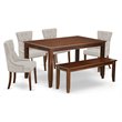 Pemberly Row 6-Piece Wood Dining Set with Bench and Chairs in Mahogany