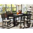 Pemberly Row 7-Piece Wood Dining Set in Black Finish with Cream Chairs