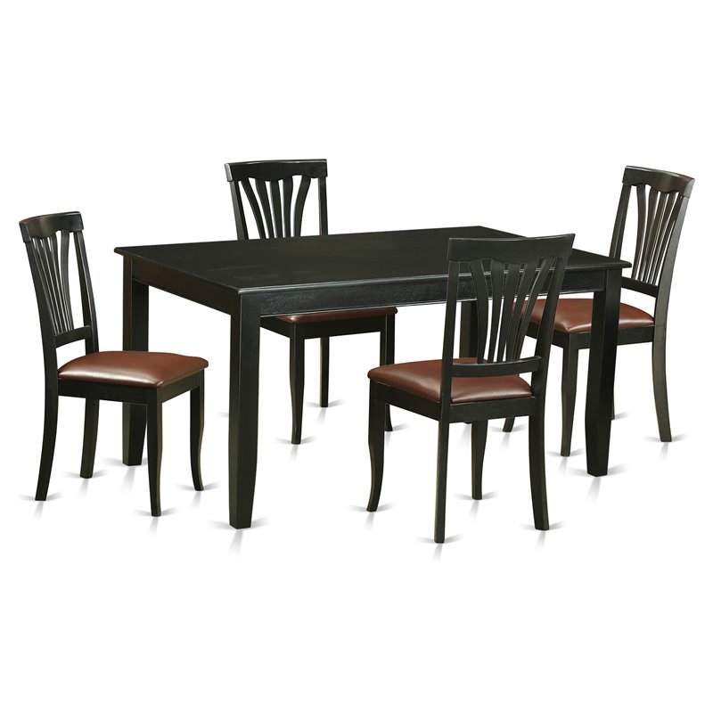 Pemberly Row 5-Piece Wood Dinette Table Set with Chairs in Black