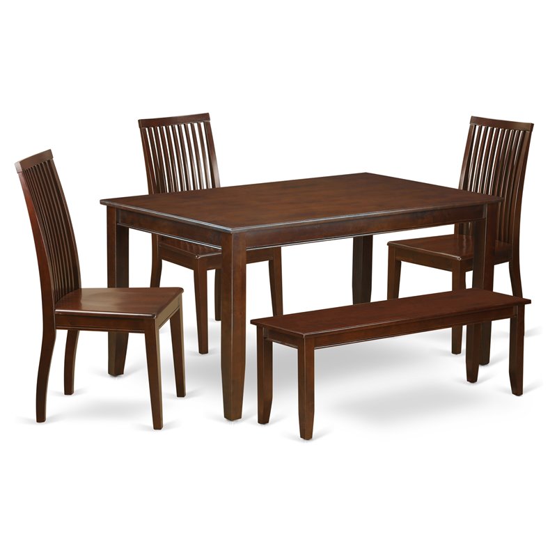 Pemberly Row 6-Piece Wood Dinette Table Set with Chairs in Mahogany
