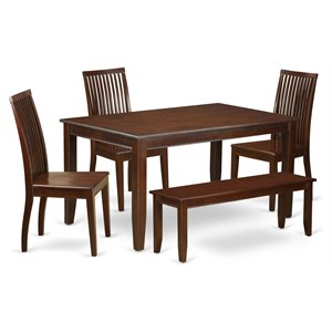Pemberly Row 6-Piece Wood Dinette Table Set with Chairs in Mahogany