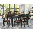 Pemberly Row 7-Piece Wood Kitchen Set with Faux Leather Chairs in Black