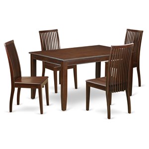 Pemberly Row 5-Piece Mahogany Wood Dinette Set with Wood Seat Chairs