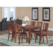 Pemberly Row 7-Piece Wood Dining Set with Faux Leather Seats in Mahogany