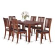 Pemberly Row 7-Piece Wood Dining Set with Faux Leather Seats in Mahogany