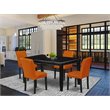 Pemberly Row 5-Piece Dining Set with PU Leather Chairs in Black/Baked Bean