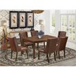 Pemberly Row 7-Piece Mahogany Wood Dining Set with Faux Leather Chairs