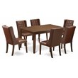 Pemberly Row 7-Piece Mahogany Wood Dining Set with Faux Leather Chairs