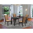 Pemberly Row 5-Piece Wood Dining Set with Linen Fabric Seats in Black