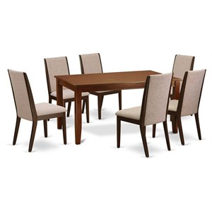 Pemberly Row 7-Piece Dining Set with Mahogany Table and Light Tan Chairs