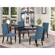 Pemberly Row Traditional 5-Piece Wood Dining Set in Black and Mineral Blue