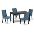 Pemberly Row Traditional 5-Piece Wood Dining Set in Black and Mineral Blue