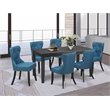 Pemberly Row 7-Piece Wood Dining Set in Black and Mineral Blue