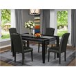 Pemberly Row 5-Piece Black Wood Dining Set with PU Leather Seats