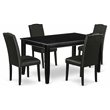 Pemberly Row 5-Piece Black Wood Dining Set with PU Leather Seats