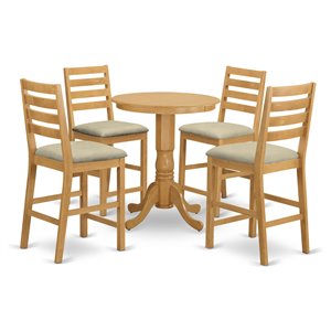 Pemberly Row 5-Piece Wood Dining Table and Chair Set in Oak Finish