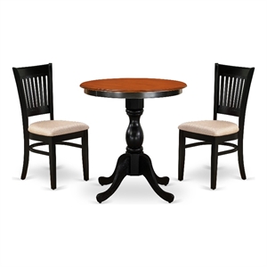 Pemberly Row 3-Piece Dining Set with Slatted Back Chairs in Black Finish