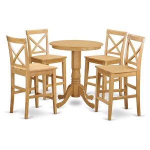 Pemberly Row 5-Piece Wood Construction Dining Set in Oak Finish