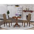Pemberly Row 3-Piece Wood Dining Set in Mahogany with Fabric Chairs