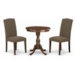 Pemberly Row 3-Piece Wood Dining Set in Mahogany with Fabric Chairs