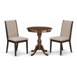 Pemberly Row 3-Piece Mahogany Wood Dining Set with Light Tan Linen Chairs
