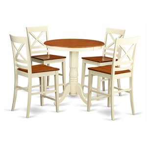 Pemberly Row 5-Piece Wood Dining Room Set in Buttermilk & Cherry Finish