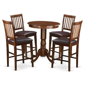 Pemberly Row 5-Piece Wood Dining Set with Round Table in Mahogany Finish