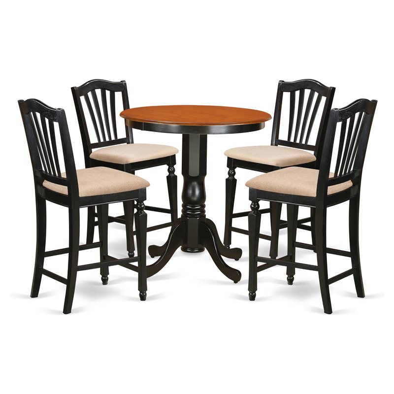 Pemberly Row 5-Piece Counter Height Wood Dining Set in Black and Cherry