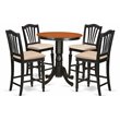 Pemberly Row 5-Piece Counter Height Wood Dining Set in Black and Cherry