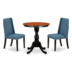 Pemberly Row 3-Piece Dining Set with Padded Chairs in Black & Cherry