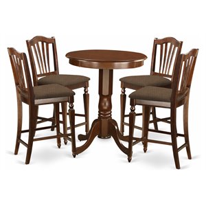 Pemberly Row 5-Piece Wood Counter Height Dining Table Set in Mahogany