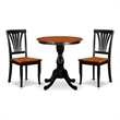 Pemberly Row 3-Piece Wooden Dining Set with Slatted Chairs in Black/Cherry